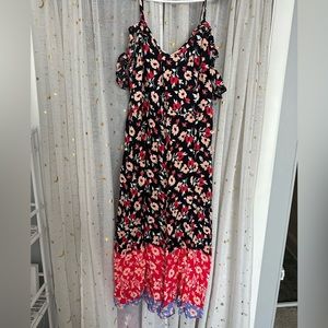 Express Floral Flutter Sleeve MIDI Dress